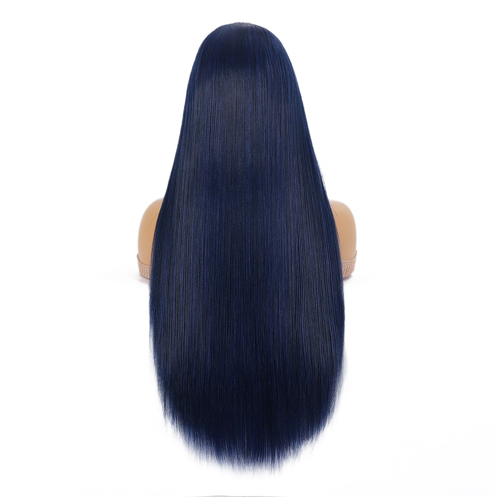 NEW IN Blue Straight Synthetic Lace Wig  T Part Lace Wigs 28 inches