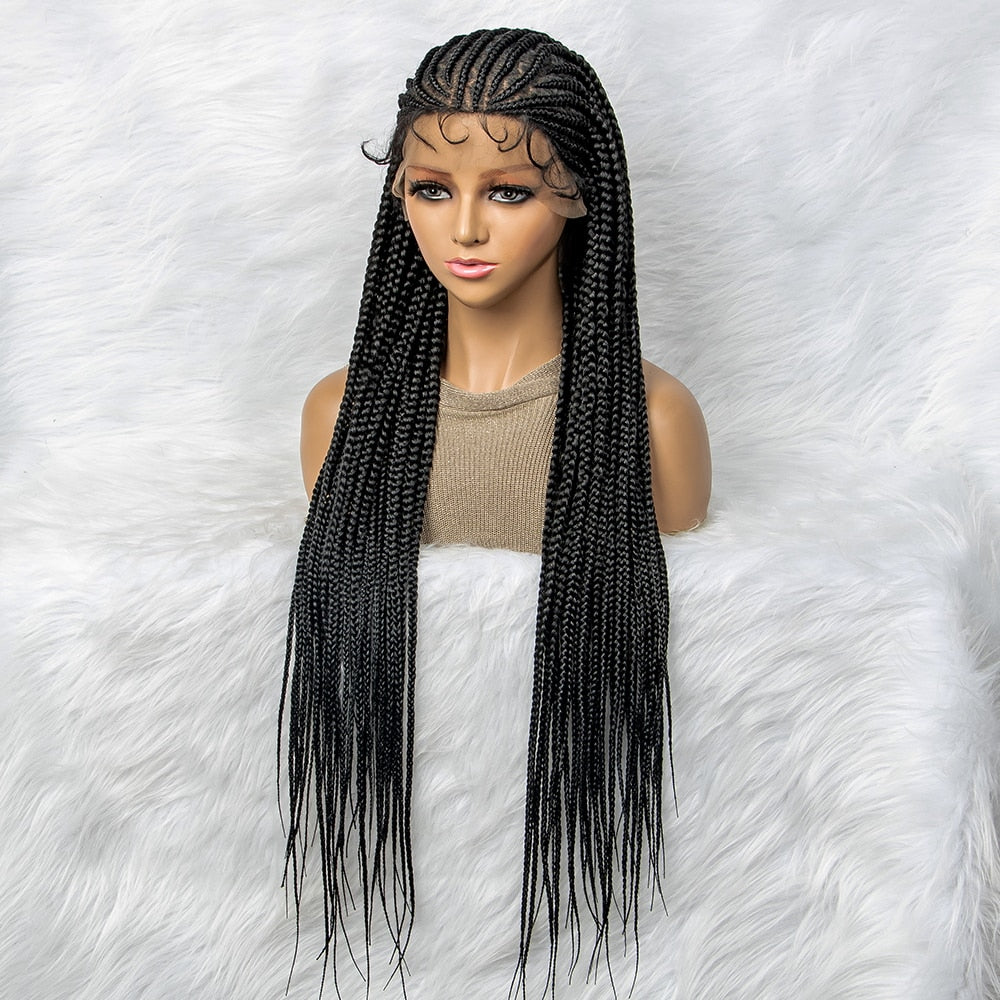 New Braided Wigs Hot Sale Knotless Braid Wig Synthetic Lace Front Wig