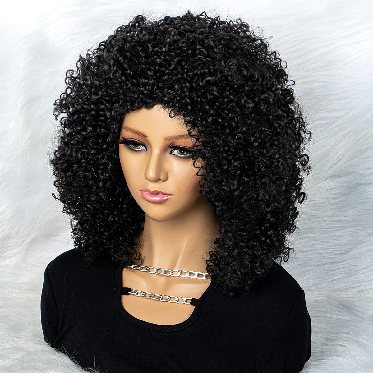 New Short Ombre Hair Afro Kinky Curly Wigs Synthetic For Black Women