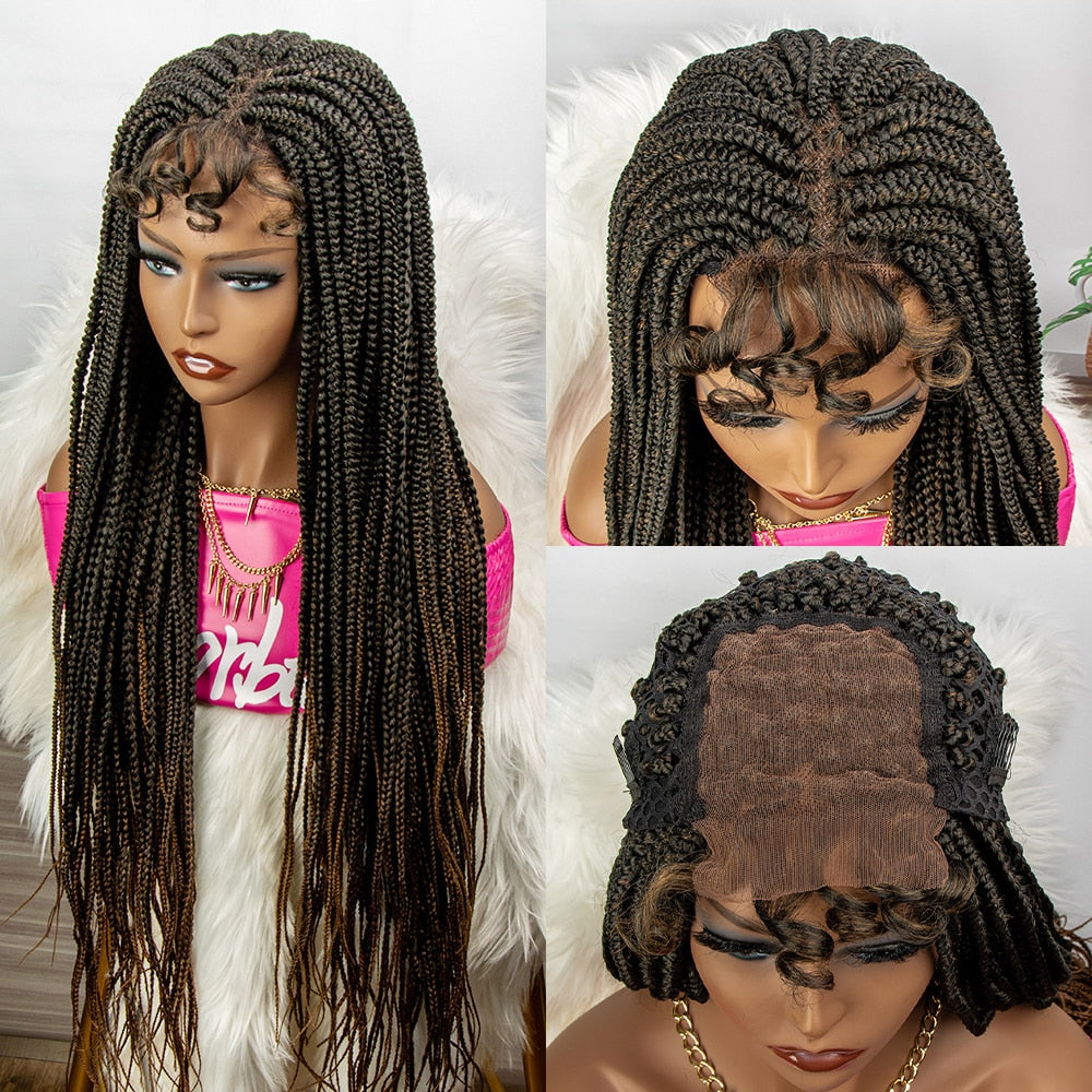 Natural Black Box Braided Wigs 4×4 Lace