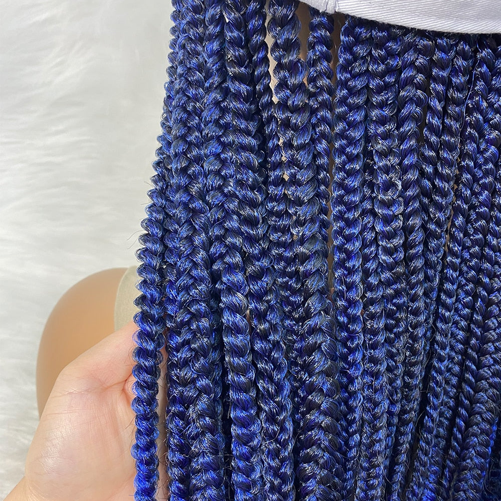 20" Blue Braids Braided Wigs Synthetic Baseball Cap Wig