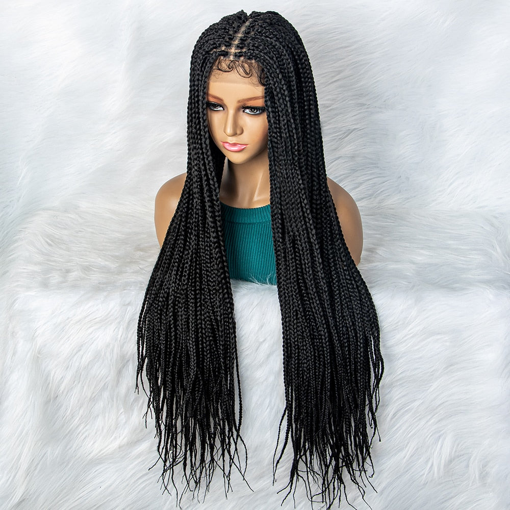 New Arrival BOX Braided Wigs With Baby Hair Synthetic Lace Front Wigs 36inches BB01