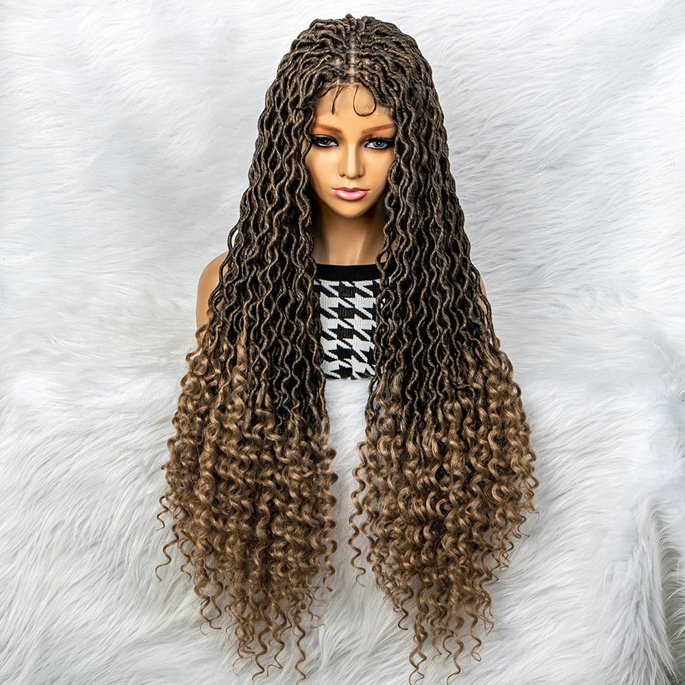 Hot Sales 32" Synthetic Lace Front Wig Braided Wigs with Curly Dreadlocks Wigs