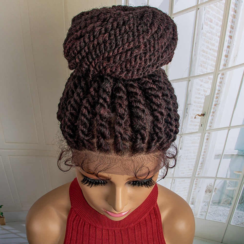 New Arrival Synthetic Lace Front Braided Wigs Big Bun Braided Wigs