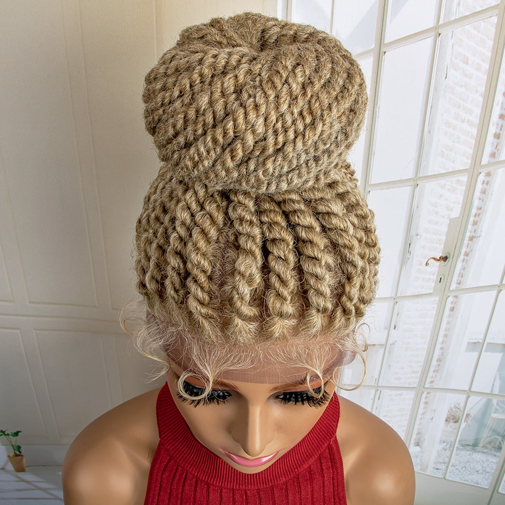 New Arrival Synthetic Lace Front Braided Wigs Big Bun Braided Wigs