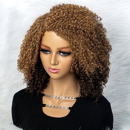 New Short Ombre Hair Afro Kinky Curly Wigs Synthetic For Black Women