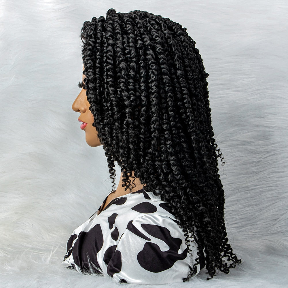 New Arrival Braided with Curly  Wigs Crochet Dreadlocks Wigs T Part Lace Braided Wigs