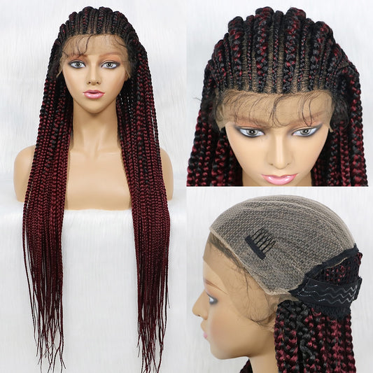 13x9 Lace Synthetic Lace Front Braids Wig 36’‘Braiding Hair Wig For Black Women