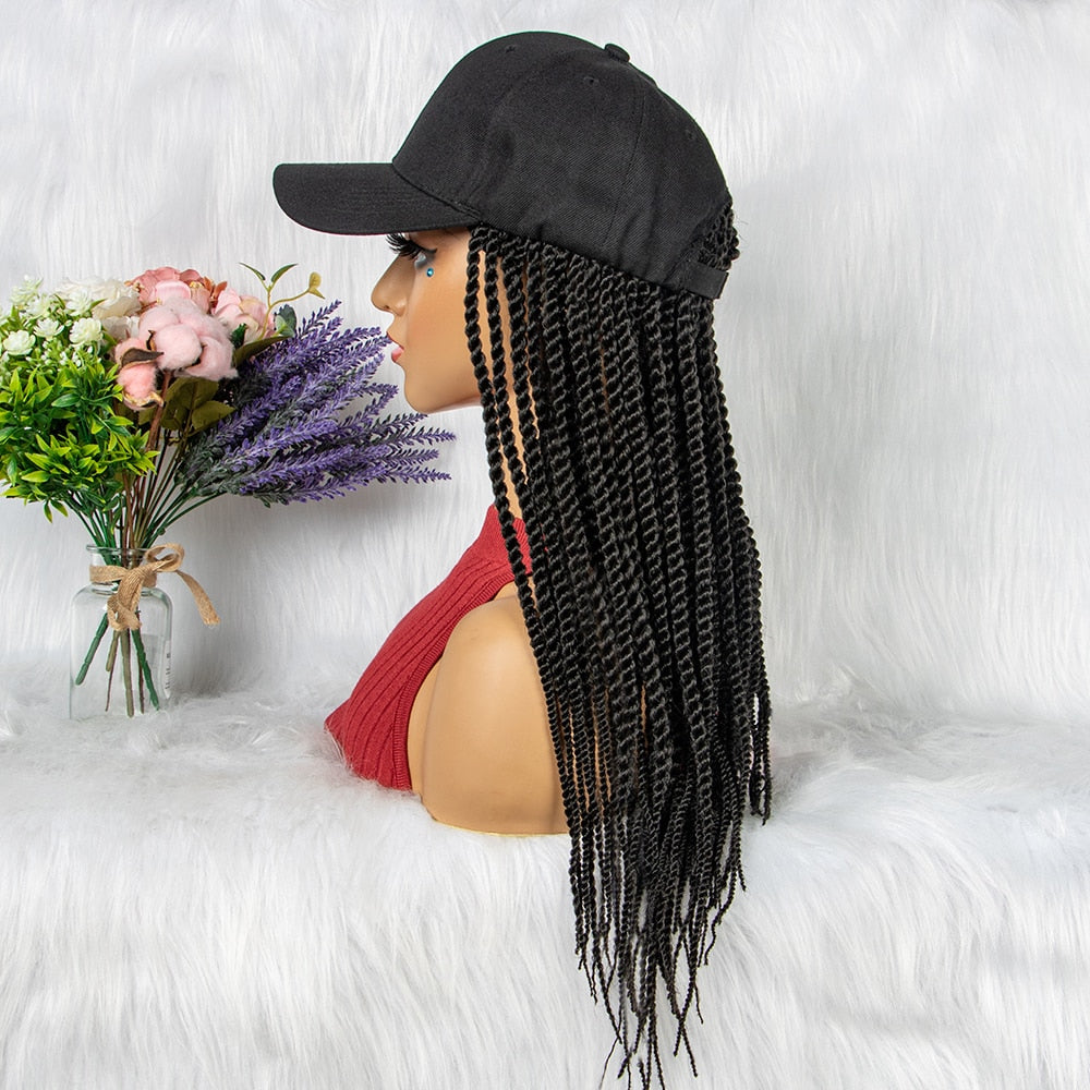 24" Braided Wigs Synthetic Baseball Cap Wig