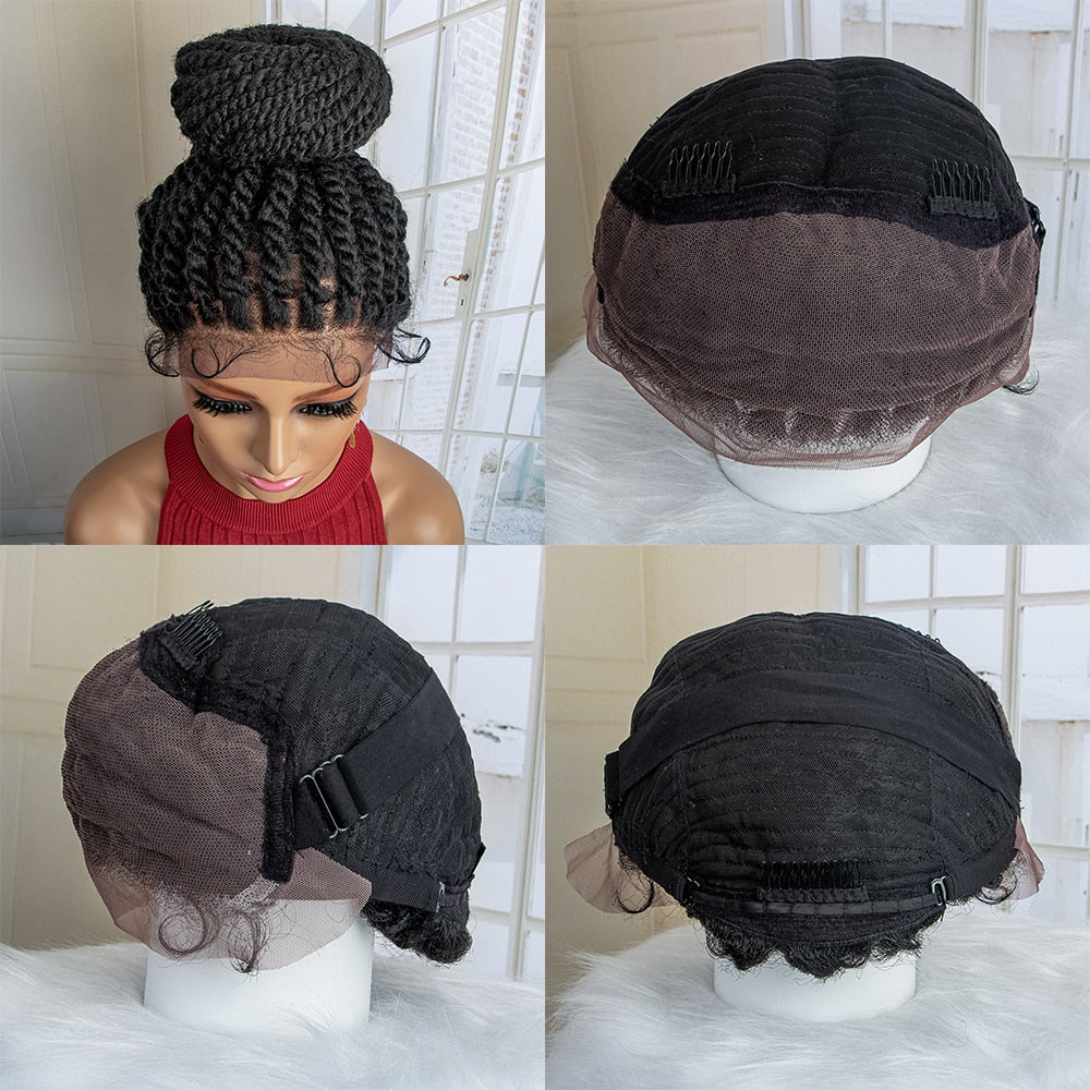 New Arrival Synthetic Lace Front Braided Wigs Big Bun Braided Wigs