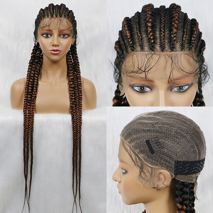 NEW 38 inches Synthetic Full Lace Box Braids Wig for Black Women 6tracks