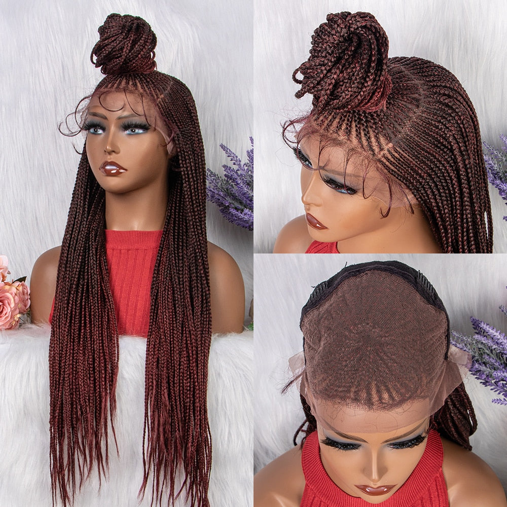 Black Braided Lace Front Wigs Hot Sale Natural Knotless