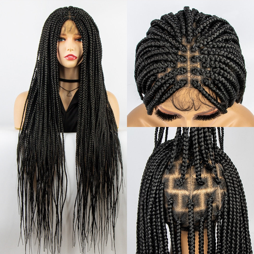 36 Inches Synthetic Full Lace Braided Wigs Crochet Box Wig Braid  For Black Women