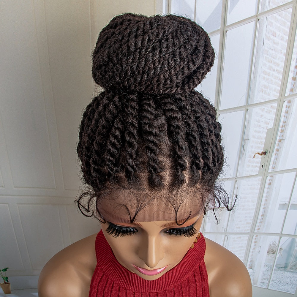 New Arrival Synthetic Lace Front Braided Wigs Big Bun Braided Wigs