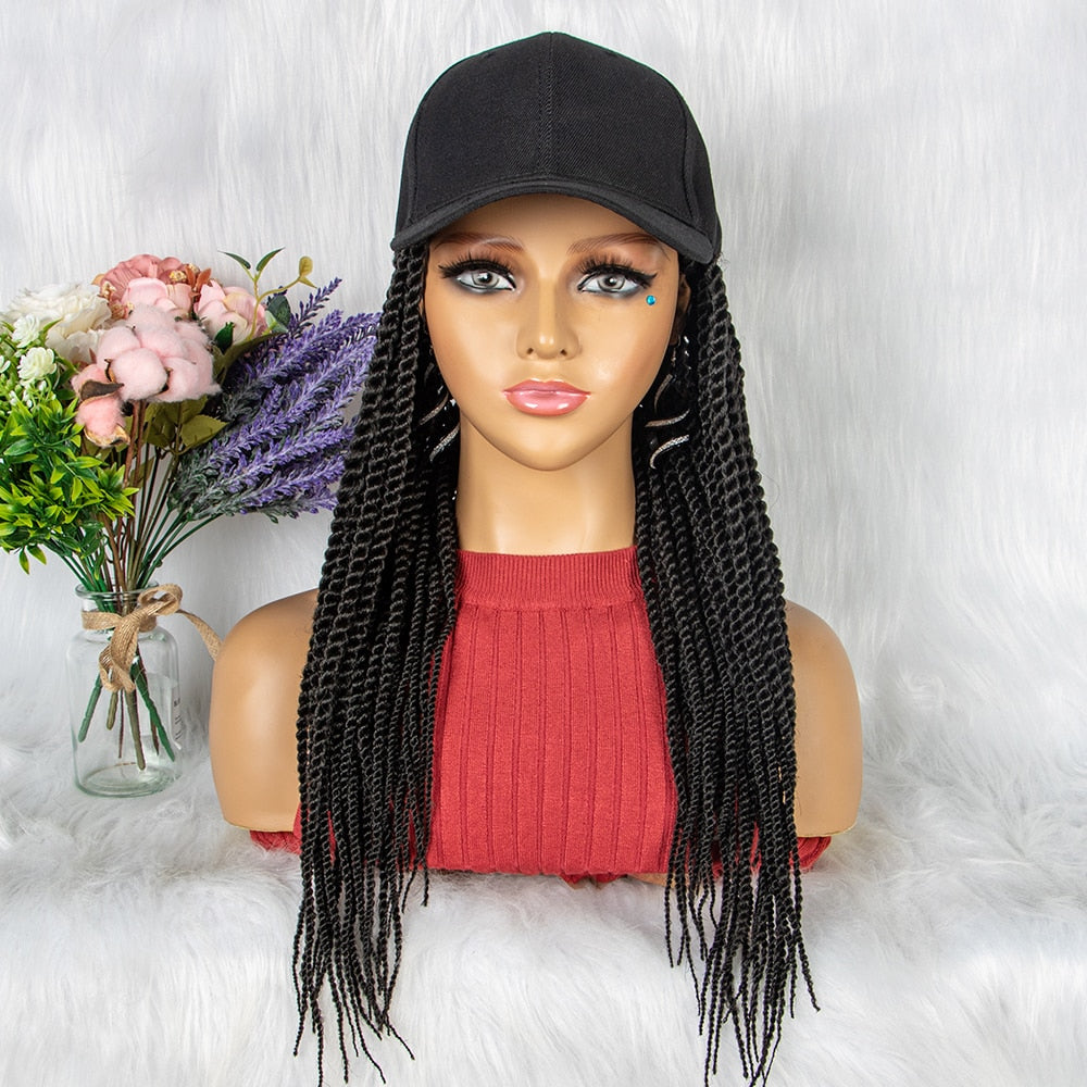 24" Braided Wigs Synthetic Baseball Cap Wig