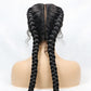 Malaika Lace Wigs two Braids Wigs Natural black Wig free shipping lace braid style