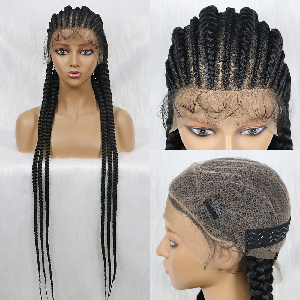 NEW 38 inches Synthetic Full Lace Box Braids Wig for Black Women 6tracks