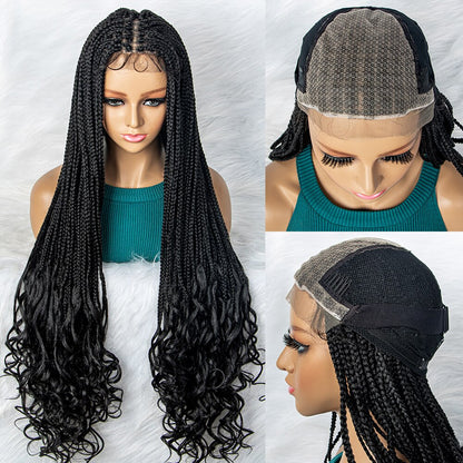 New Arrival Braided Wigs Synthetic Lace Front Wig Braid African With Baby Hair Braided Lace Front Wigs Water Wavy Wigs