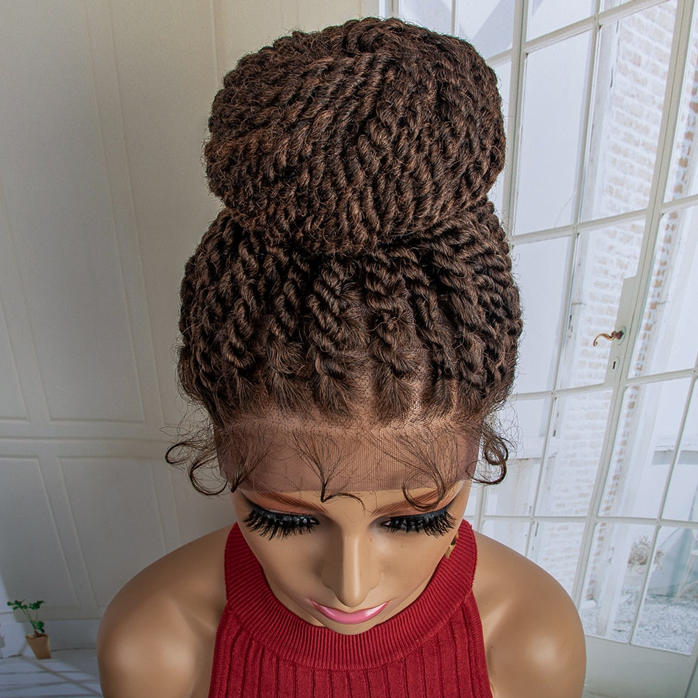 New Arrival Synthetic Lace Front Braided Wigs Big Bun Braided Wigs