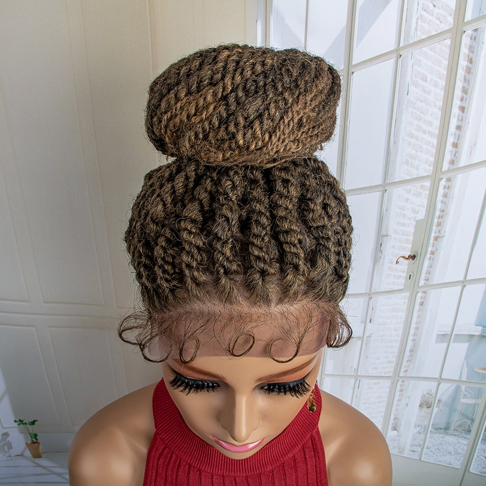 New Arrival Synthetic Lace Front Braided Wigs Big Bun Braided Wigs