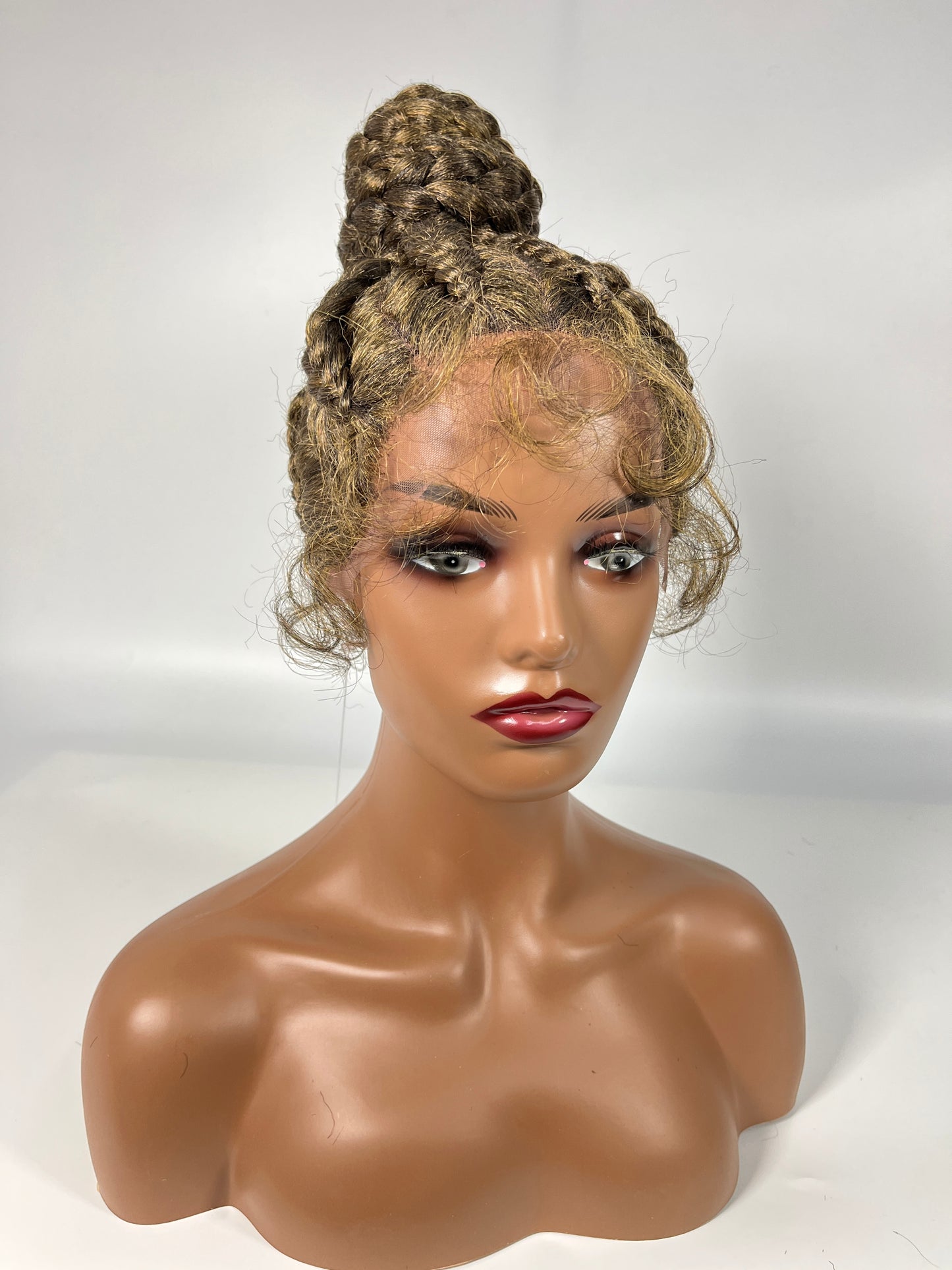 High Bun Style Cornrow Braided Wigs  Hair Natural Lace Braiding Wigs