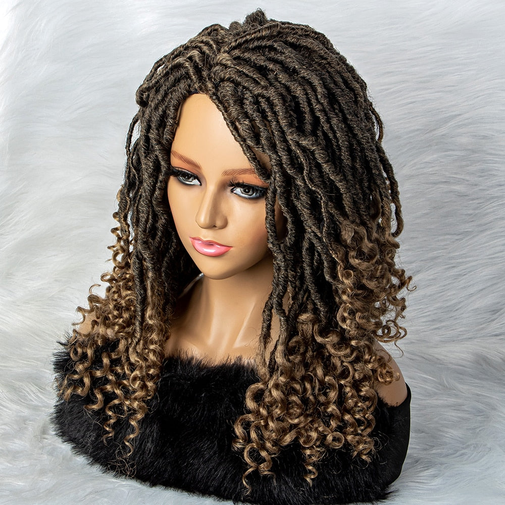 2x4 Lace Curly Braided Wigs Crochet Dreadlocks Wigs for Black Women