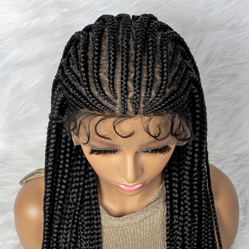 New Braided Wigs Hot Sale Knotless Braid Wig Synthetic Lace Front Wig