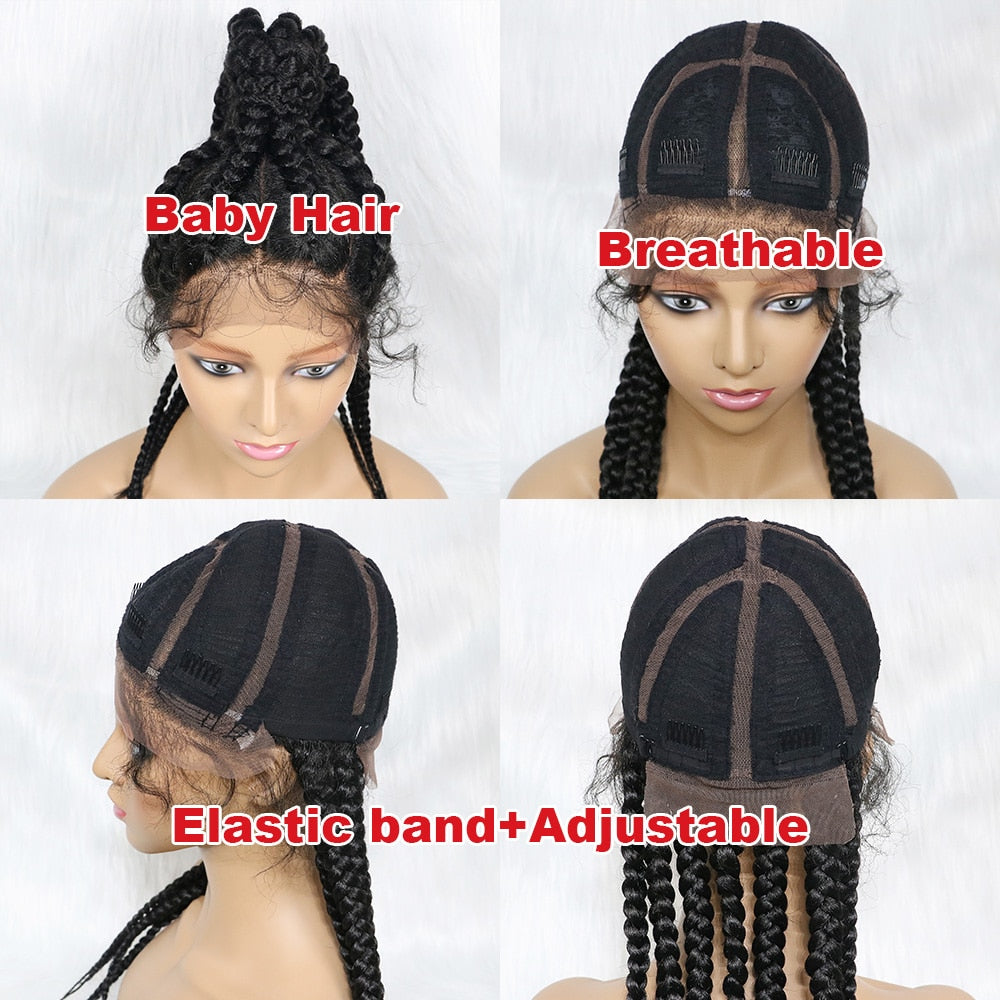 High Ponytail Braiding Wig 360 Synthetic Wig 24inches Box Wig Braids African Braiding Hair With Baby Hair