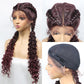 28 Inches Two Tracks Lace Front Braid Synthetic Hair Wig with curl  For Black Woman