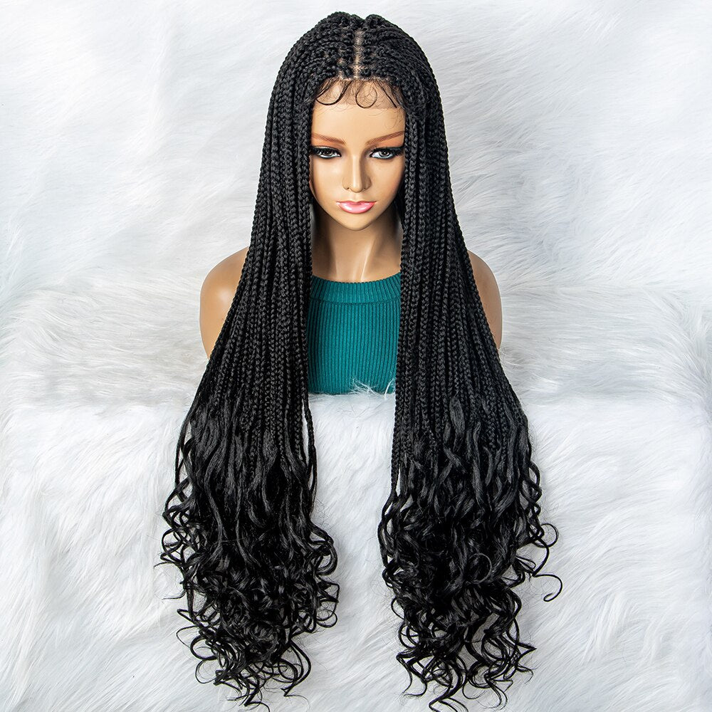 New Arrival Braided Wigs Synthetic Lace Front Wig Braid African With Baby Hair Braided Lace Front Wigs Water Wavy Wigs