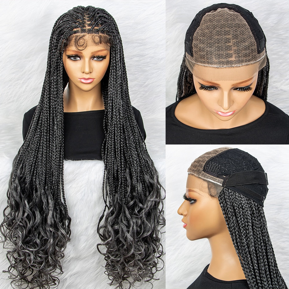 New Arrival Braided Wigs Synthetic Lace Front Wig Braid African With Baby Hair Braided Lace Front Wigs Water Wavy Wigs