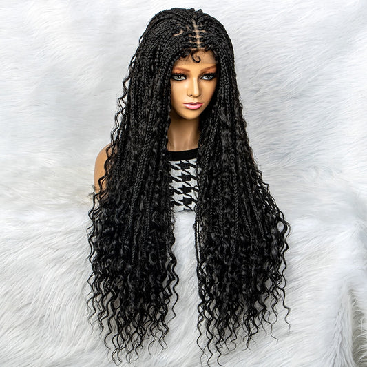 Hot Sale  32 inches Water Wave Braided Synthetic Lace Front Wig