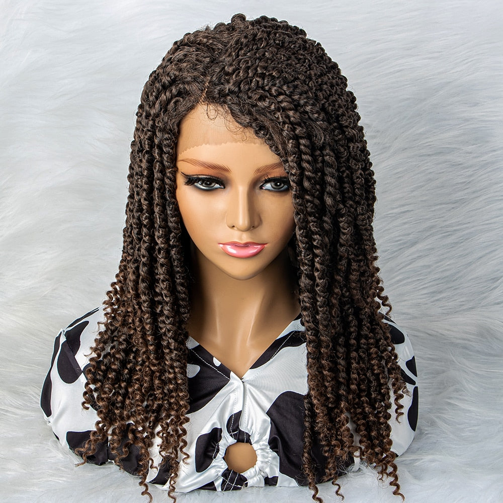 New Arrival Braided with Curly  Wigs Crochet Dreadlocks Wigs T Part Lace Braided Wigs