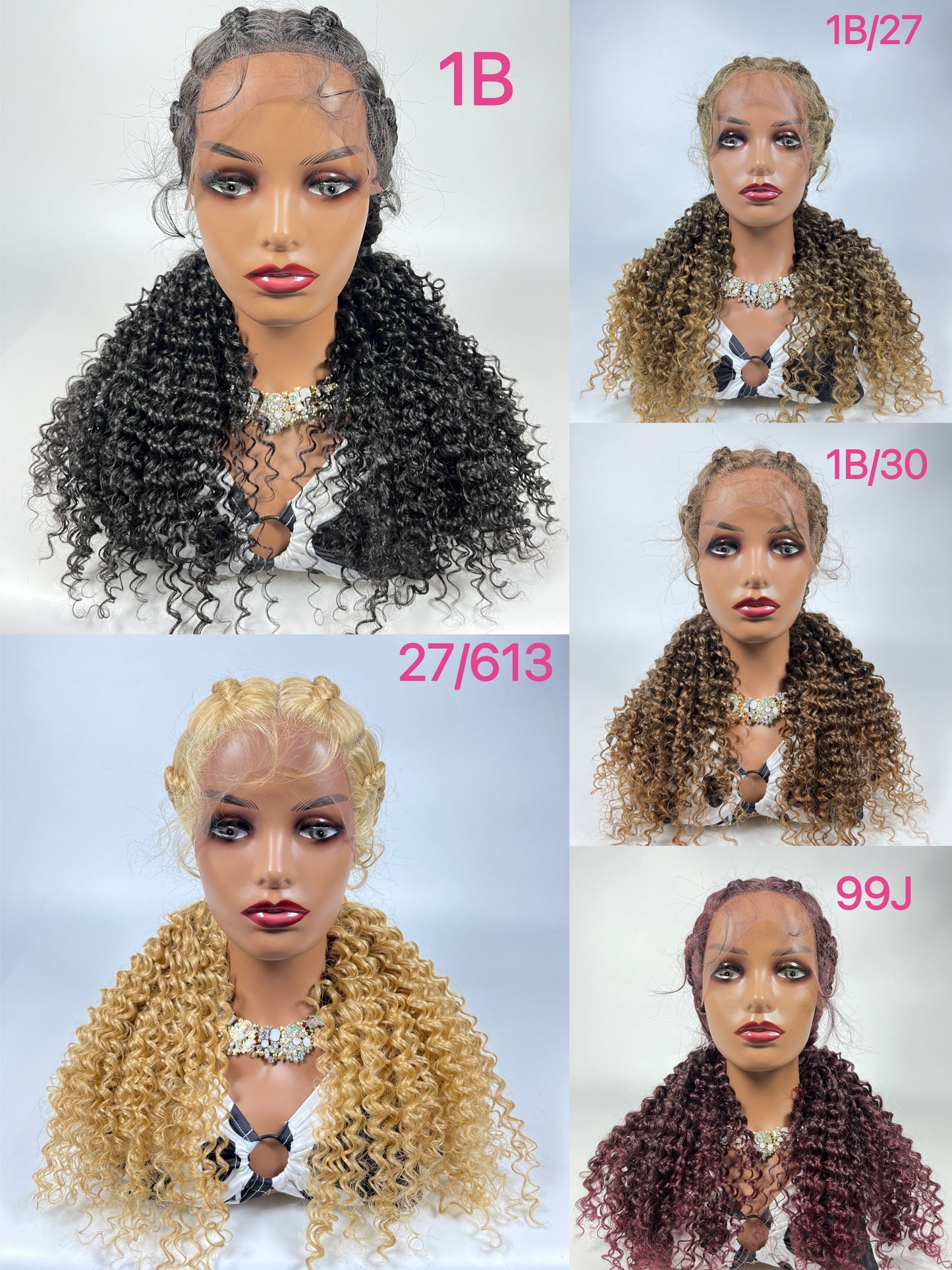 Lace Front 28" Middle Parted Curly End Braided Wig