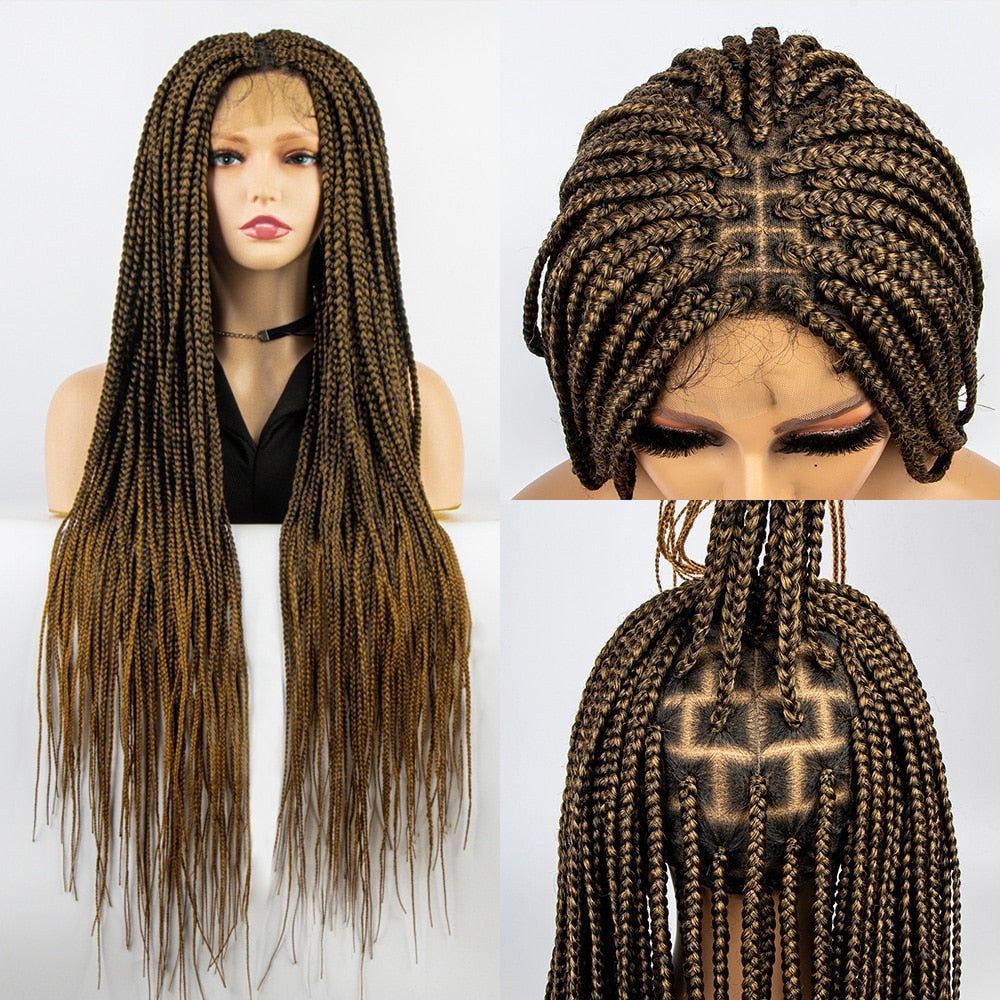 031-X Box Synthetic Full Lace Wig Braided Wigs For Black Women Crochet Box Wig Braid 36 Inches Braiding Hair Knotless Box Braids Wigs