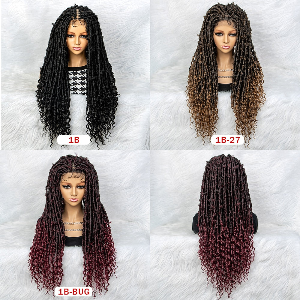 Synthetic Lace Front Wig Braided Wigs Braid African With Baby Hair Braided 9x6 Lace Front Wigs Water Wave Wigs dreadlocks Wigs