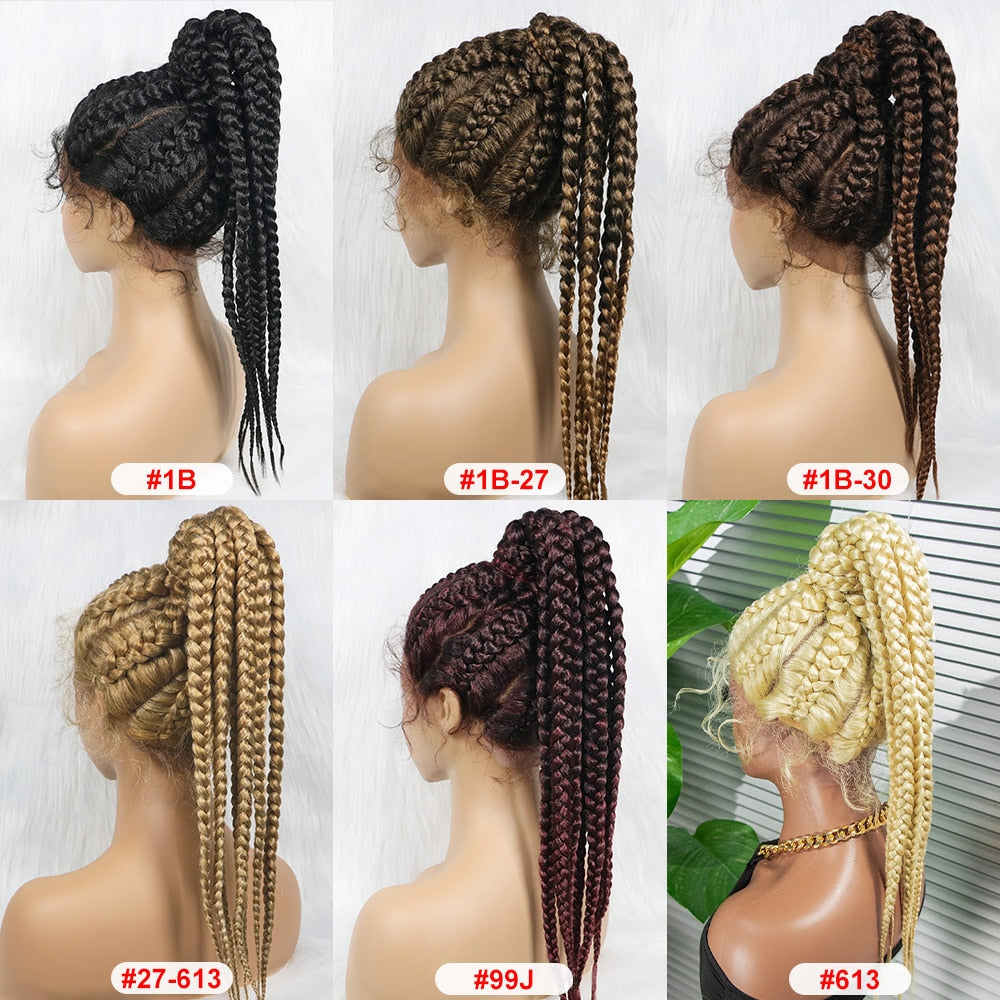 Braided Lace Front Wigs 360 Synthetic Wig  Ponytail hair