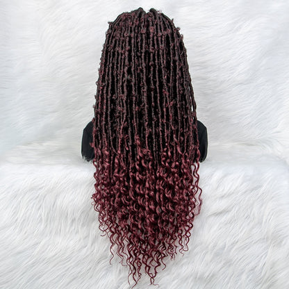 New Burgundy Color Synthetic Lace Front Wig Braided Wigs With Baby Hair