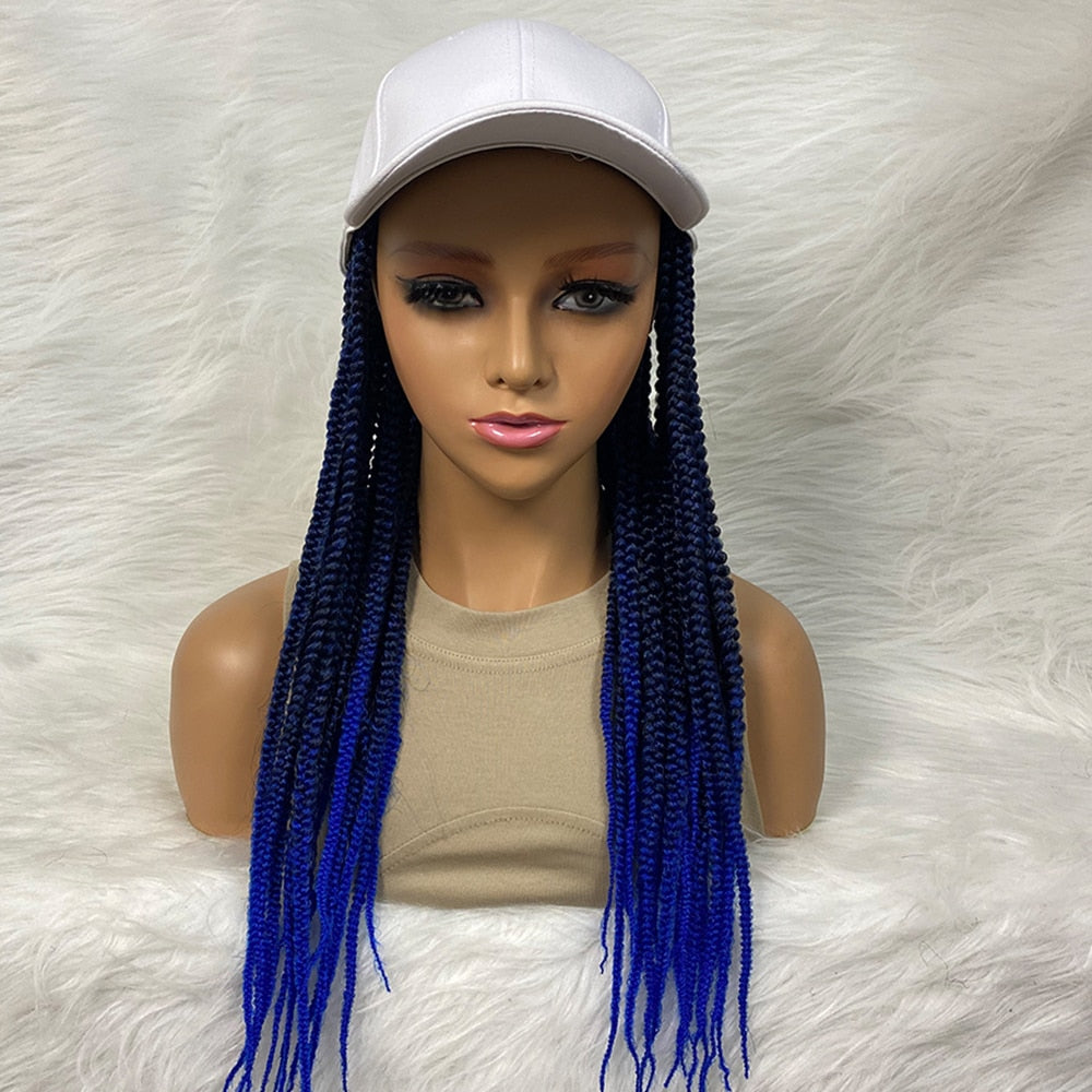 20" Blue Braids Braided Wigs Synthetic Baseball Cap Wig