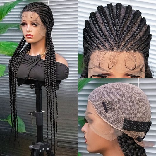 Flash Sale Cornrow Box Braids Wig  Full Lace Wigs Synthetic