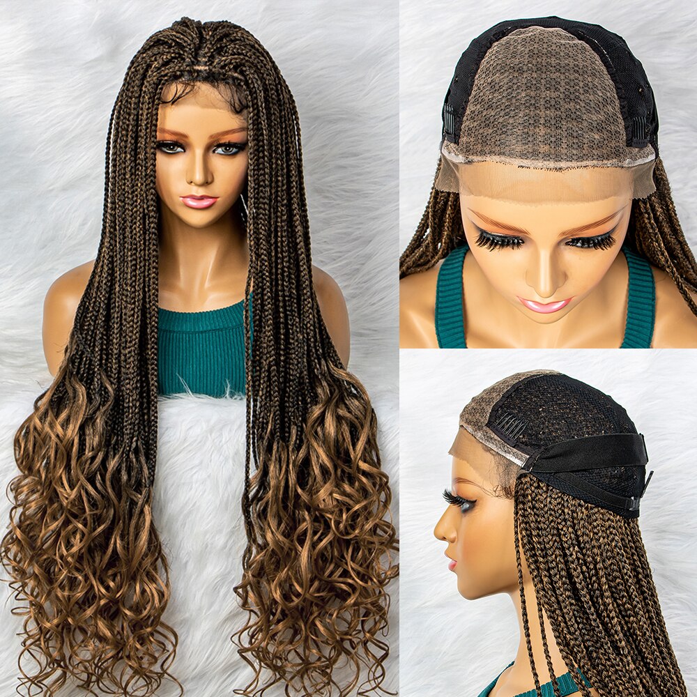 New Arrival Braided Wigs Synthetic Lace Front Wig Braid African With Baby Hair Braided Lace Front Wigs Water Wavy Wigs