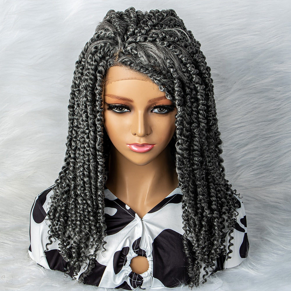 New Arrival Braided with Curly  Wigs Crochet Dreadlocks Wigs T Part Lace Braided Wigs