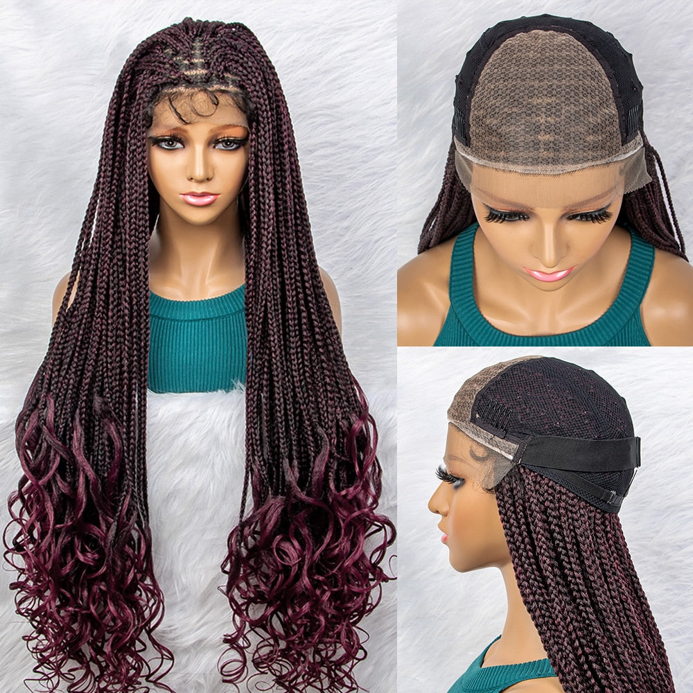 New Arrival Braided Wigs Synthetic Lace Front Wig Braid African With Baby Hair Braided Lace Front Wigs Water Wavy Wigs