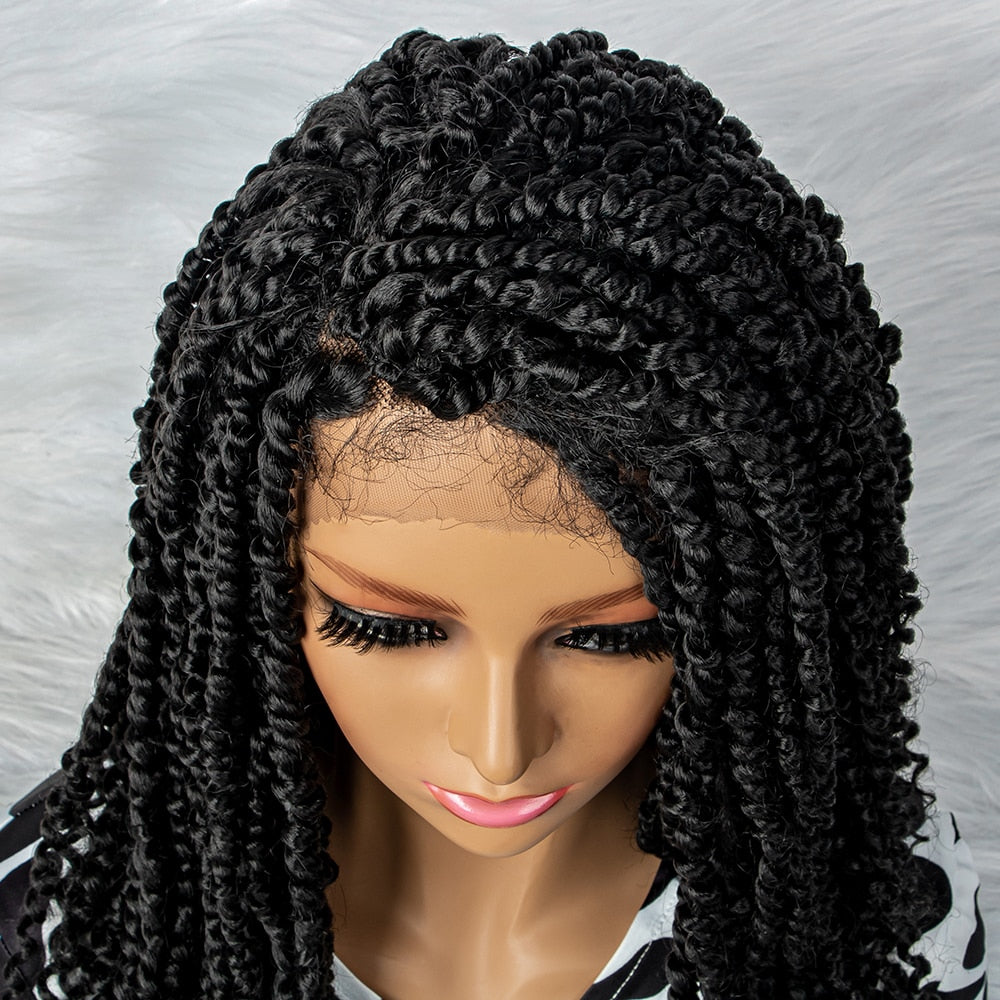 New Arrival Braided with Curly  Wigs Crochet Dreadlocks Wigs T Part Lace Braided Wigs