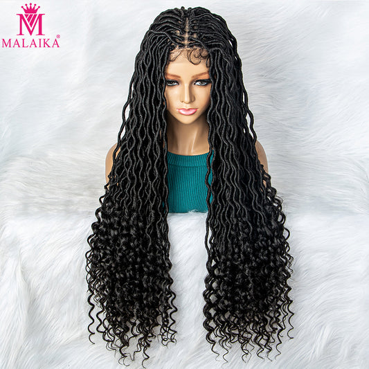 Hot Sales 32" Synthetic Lace Front Wig Braided Wigs with Curly Dreadlocks Wigs