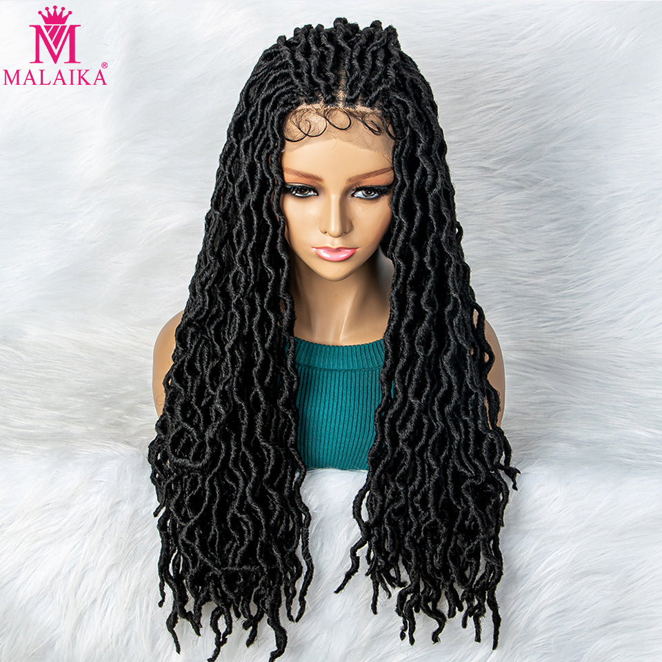 Afro Curly Braided Front Lace Long Hair Wig