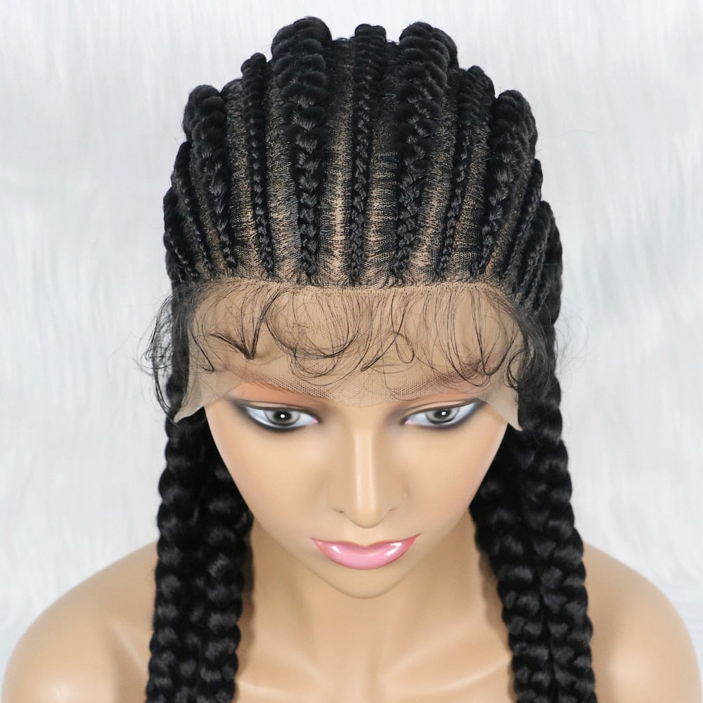 NEW 38 inches Synthetic Full Lace Box Braids Wig for Black Women 6tracks