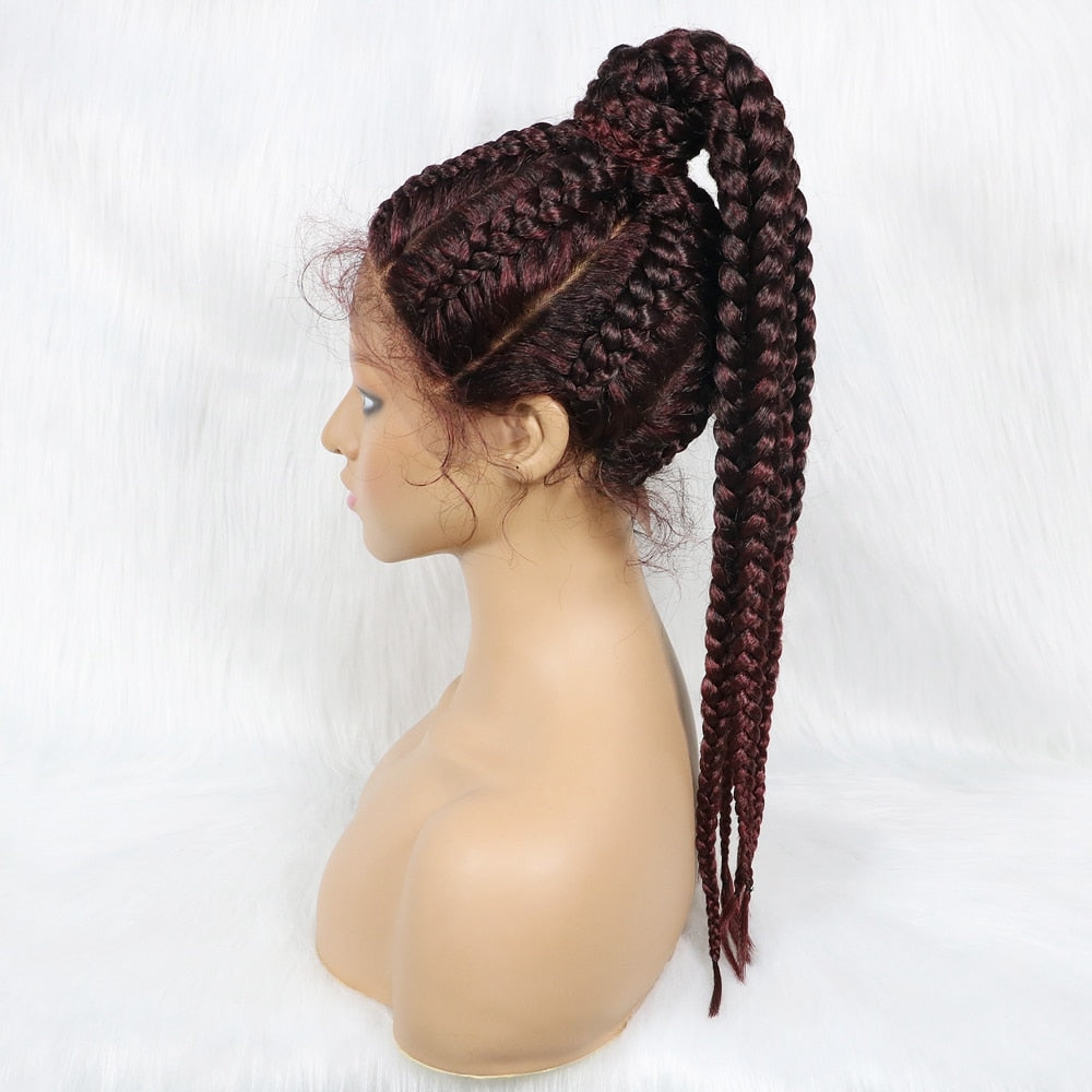 High Ponytail Braiding Wig 360 Synthetic Wig 24inches Box Wig Braids African Braiding Hair With Baby Hair