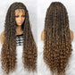 Synthetic Lace Front Wig Braided Wigs Braid African With Baby Hair Braided Lace Front Wigs Water Wave Wigs  32 inches