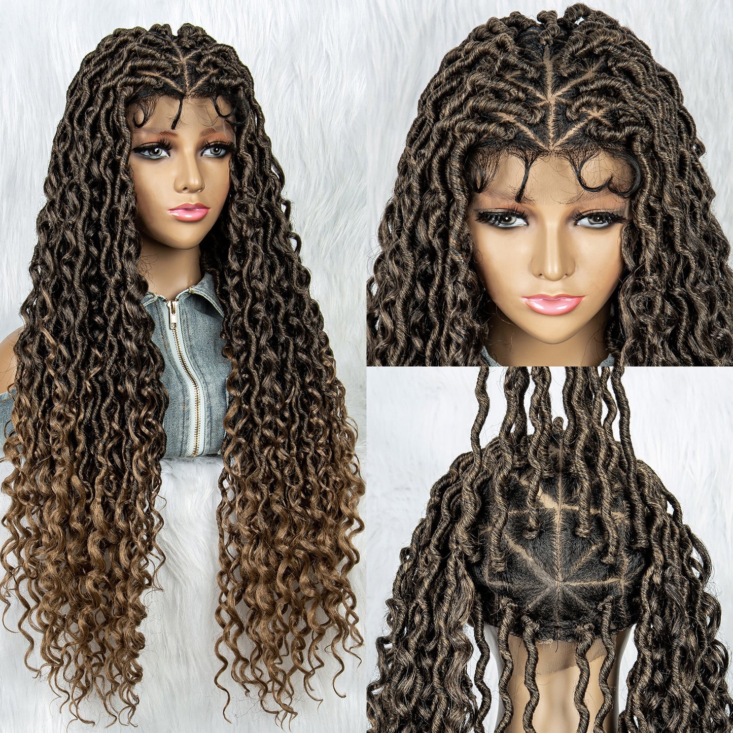 026 Synthetic Full Lace Wig 26inch Braided Wigs For Black Women Knotless Box Wig Braid Braiding Hair Water Wave Wavy Braids Wigs